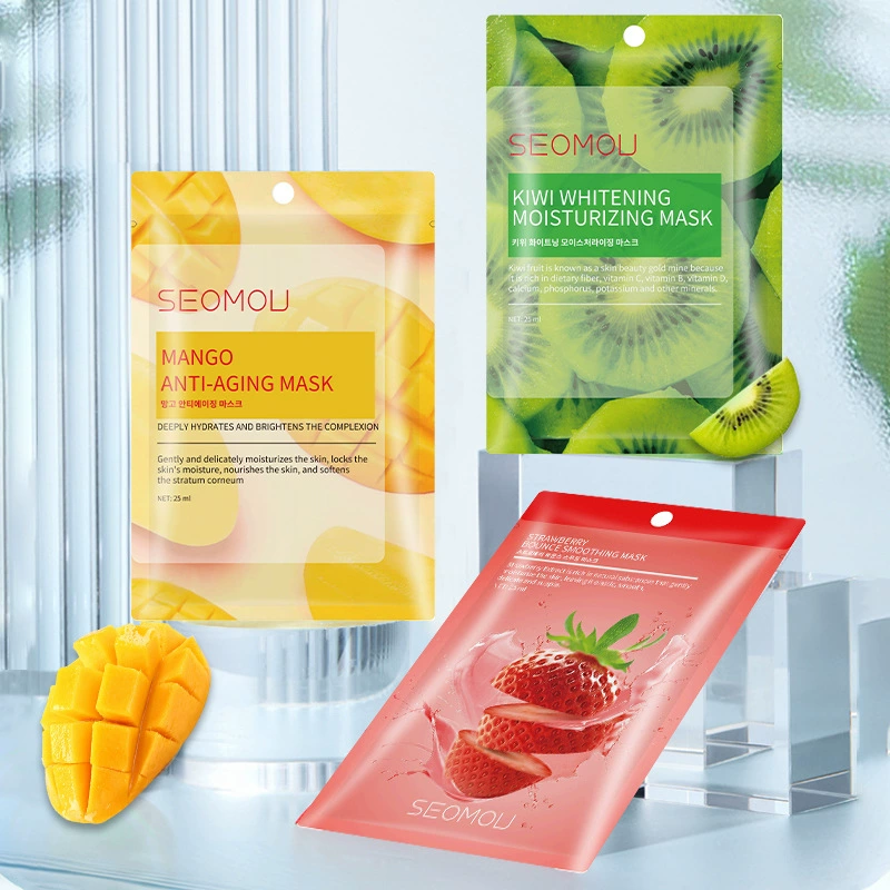 SEOMOU English-Packaged Fruit Sheet Masks — Model or product usage, view 1